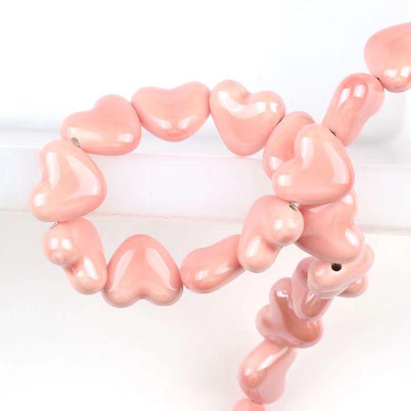 Cross Hole Love Ceramic Beads
