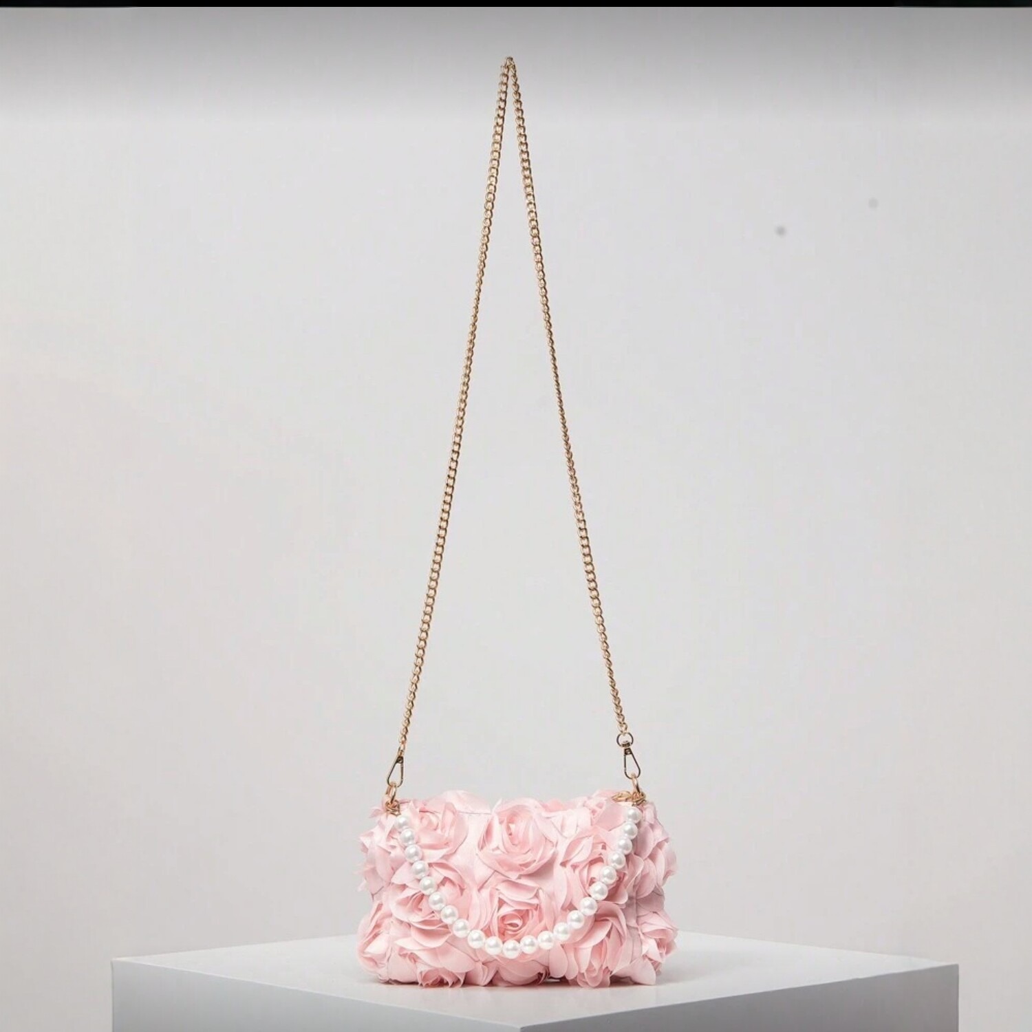 Womens Versatile Creative Rose And Pearl Handbag