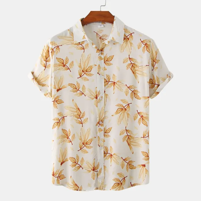 Summer Men's Fashion Floral Short Sleeve Shirt Floral - Shop at LoveMi