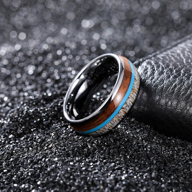 Antlers Turquoise And Acacia Mangium Tungsten Ring