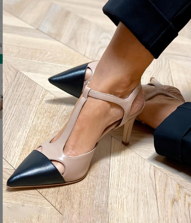 Summer High Heel Fashion Color Matching Buckle Sandals
