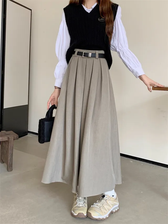 Women's All matching Slim Fit Temperament Midi Skirt Light Khaki - Shop at LoveMi