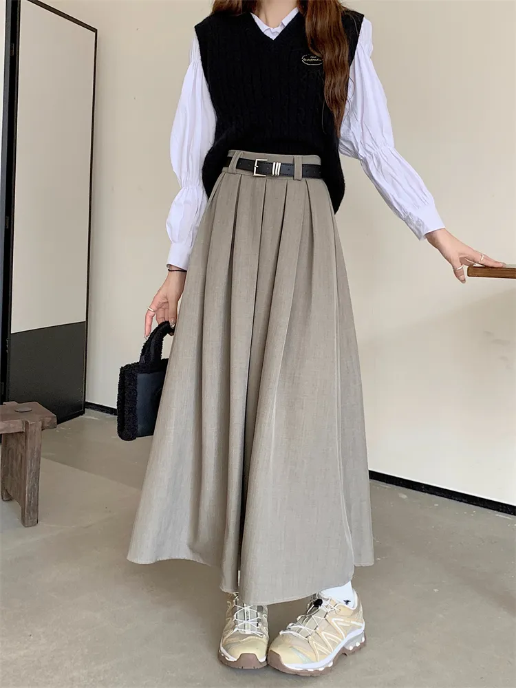 Women's All-matching Slim Fit Temperament Midi Skirt - Light Khaki
