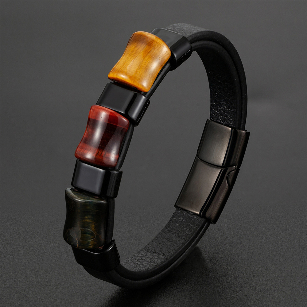 Title 10, Fashion Natural Tiger Eye Men Stainless Steel M...