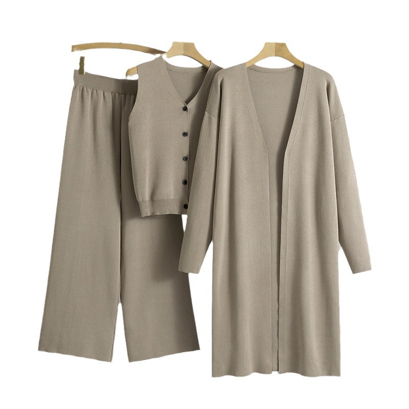 Elegant Knitting Suit Sleeveless Vest Sweater Cardigan Pants Three-piece Set - Image 4