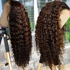 13x6 Front Lace Wig Female Medium Long Curly Hair Hair Cover - Dark Piano Color - View 1