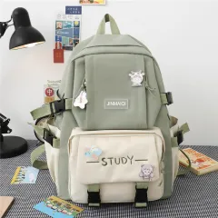 Campus Women's Fashion Canvas Backpack - Green - View 1
