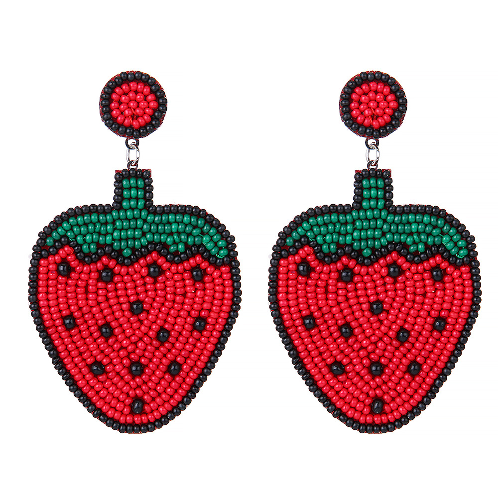 Fruit Bead Earrings Hand-woven