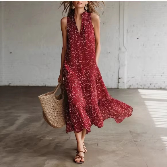 Women's Polka-Dot Sleeveless Dress