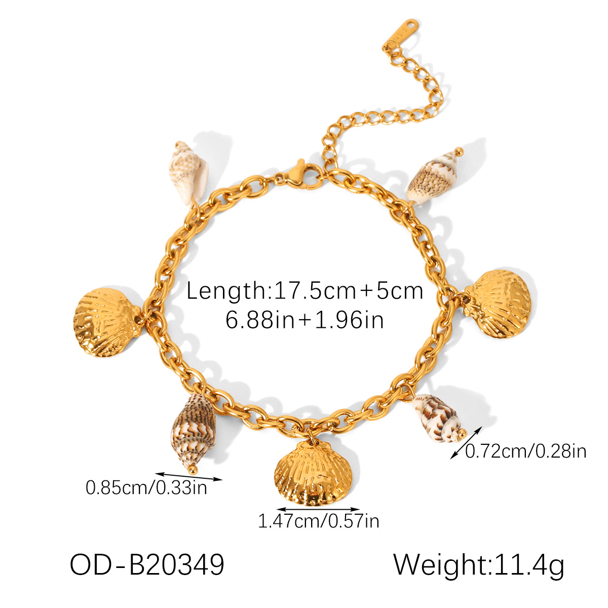 Ocean-style Stainless Steel Bracelet With Shell And Conch Designs - Jewelry & Watches