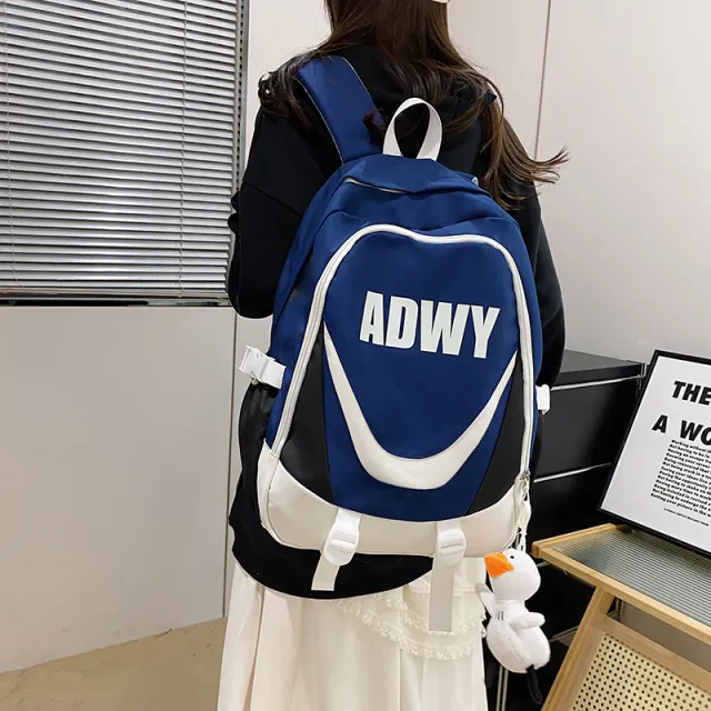 Schoolbag Women's Solid Color Simple Backpack Leisure Travel Travel Backpack Blue - Shop at LoveMi