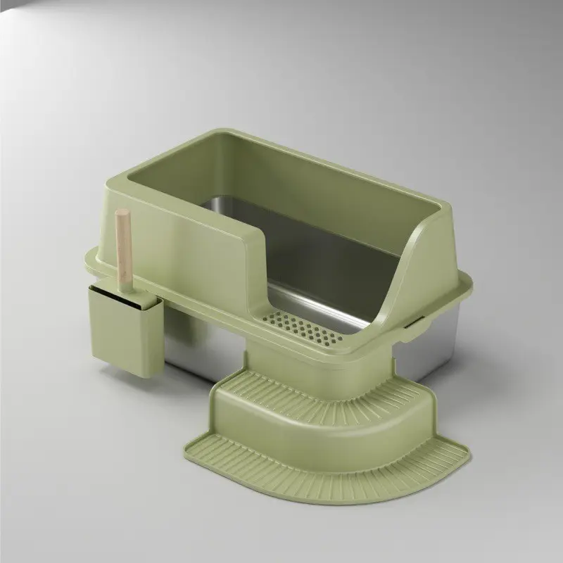 Semi-closed Stainless Steel Litter Box Oversized