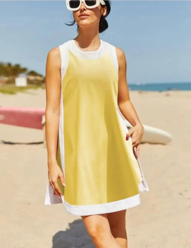 Women's Casual Sleeveless Top With Pocket Shorts Suit Yellow - Shop at LoveMi