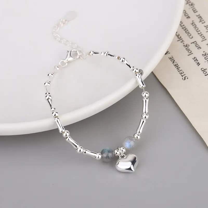 Bamboo Peach Heart Luminous Stone Bracelet