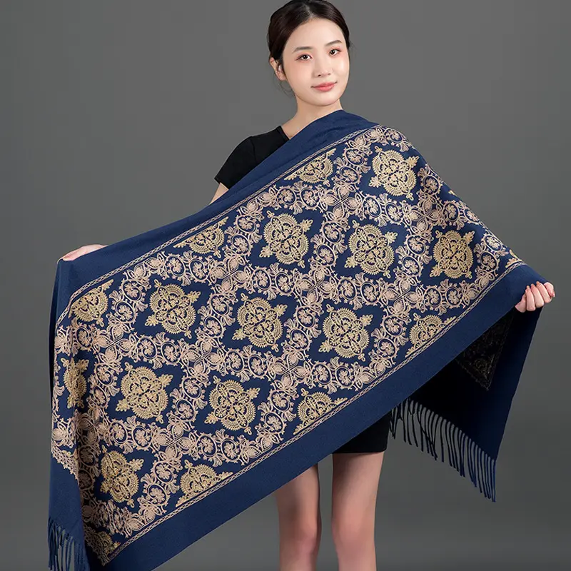 Crown-embroidered Scarf A Versatile Winter And Springfall