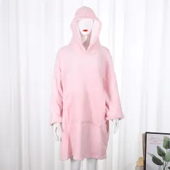 750g Home Fleece Hooded Nightgown Sweater - Baby Powder - View 1