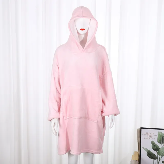 750g Home Fleece Hooded Nightgown Sweater Baby Powder - Shop at LoveMi