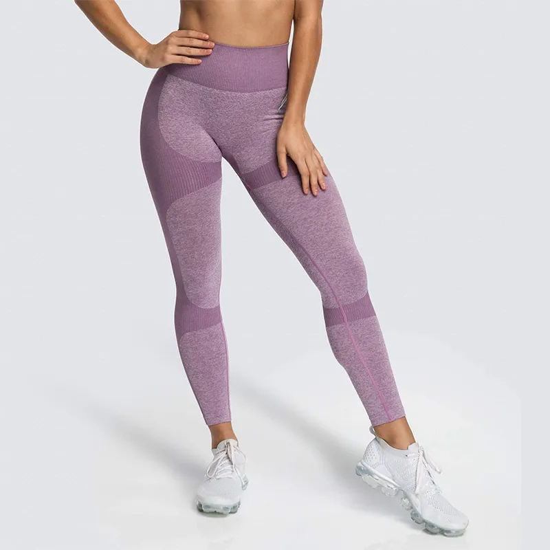 Seamless Knitted Hip Sweat-absorbent Yoga Pants - Purple