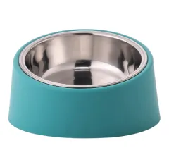 Neck Protection Design Plus-sized Deepen Pet Bowl - Stainless Steel Bowl Green - View 1