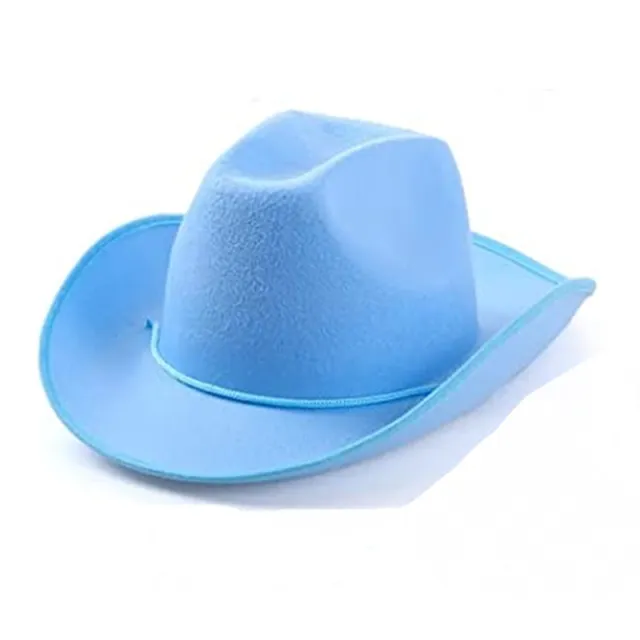Wrapping Hand Painting Party Fur Felt Hat Sky Blue Cowboy Hat - Shop at LoveMi
