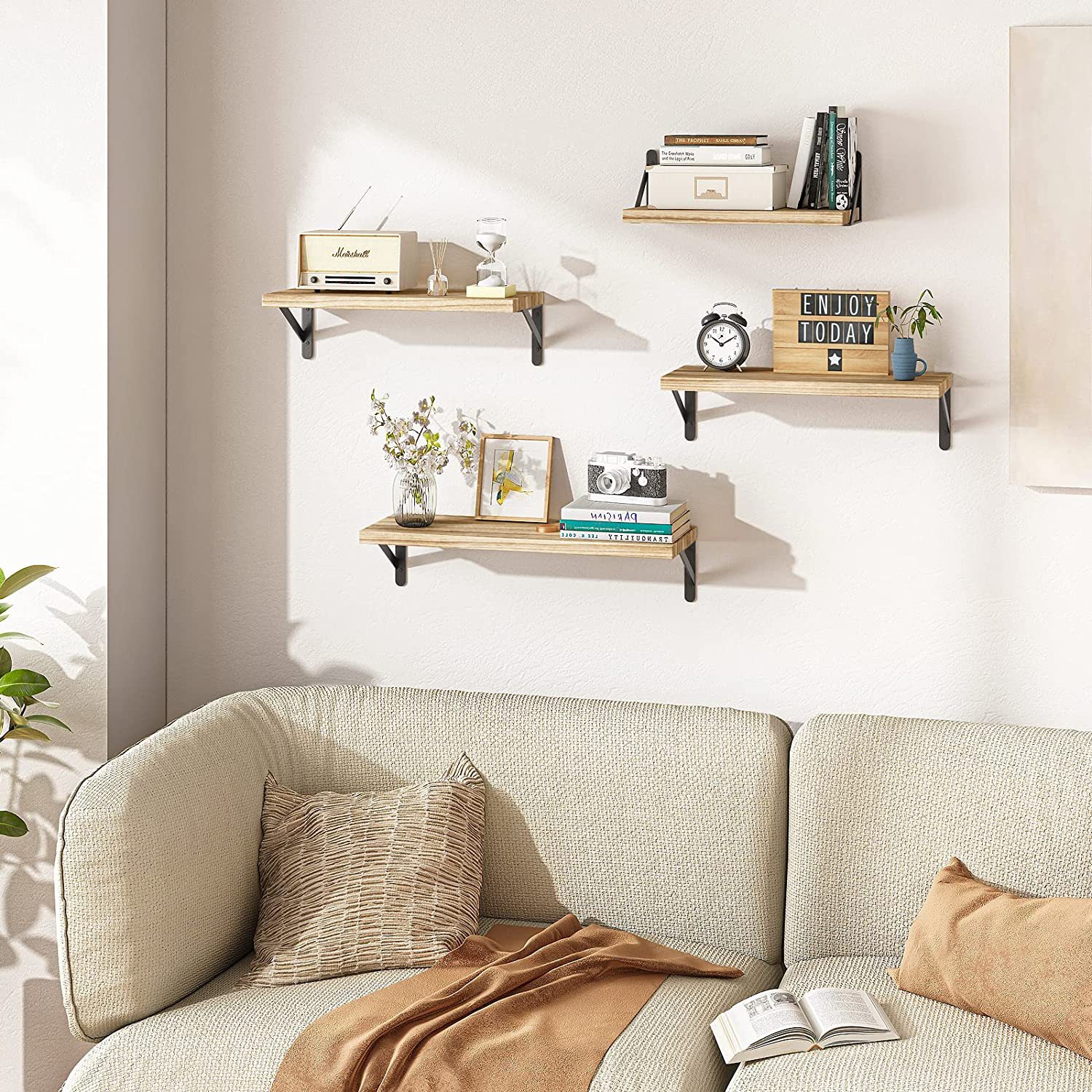 American style wooden wall shelf Solid wood one-word partition living room entrance wall bedroom wall storage wall hanging