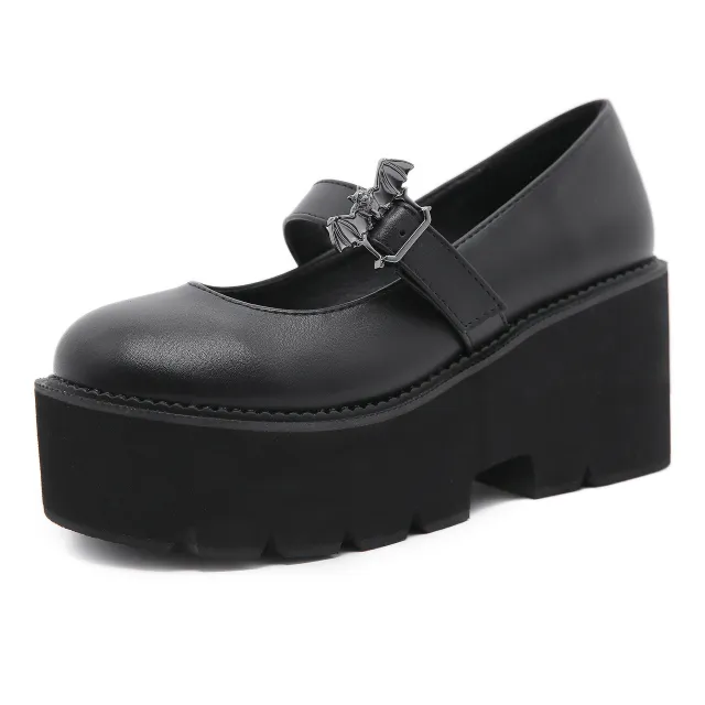 Women's Thick soled Muffin Artistic Low cut Shoes Black - Shop at LoveMi