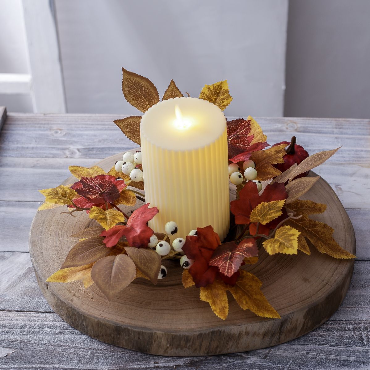 Title 3, Halloween Maple Leaf Candlestick Fruit Candle G...