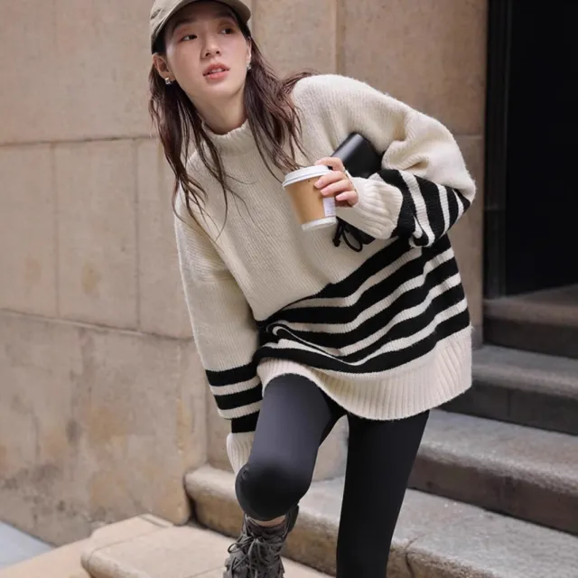Winter New Stand Collar Pregnant Women Loose Mid length Sweater Tan - Shop at LoveMi