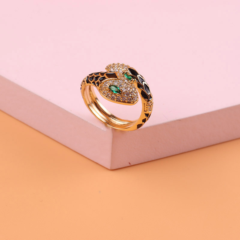 Oil Dripping Snake Ring Copper Micro Inlaid Zircon