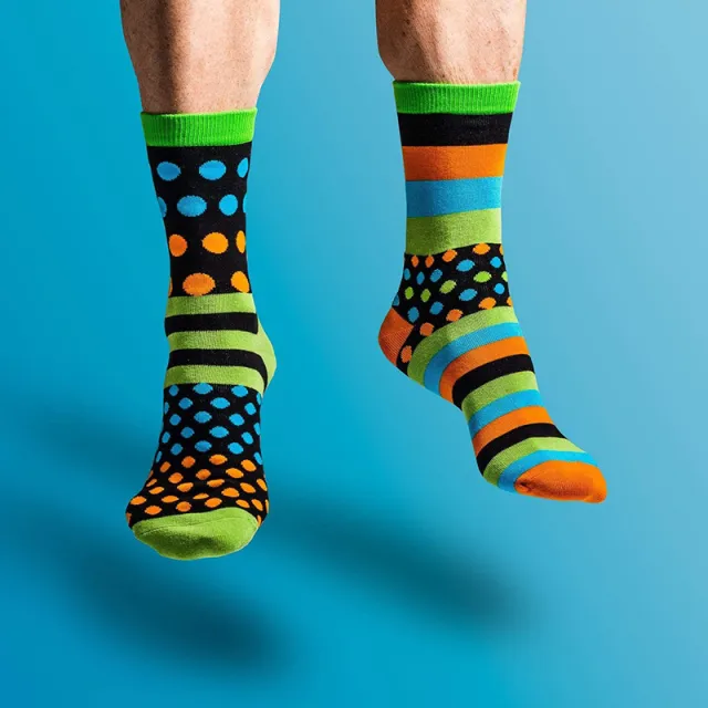 Fashion Dot Stripe Asymmetric Stockings Green - Shop at LoveMi