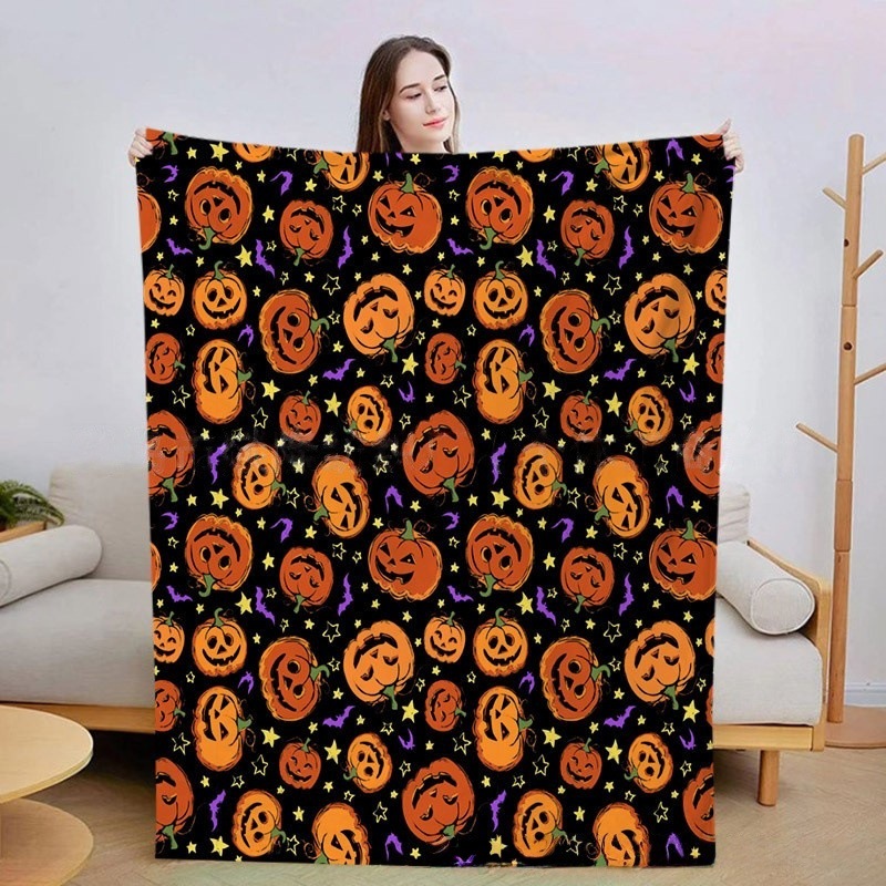 Pătură din flanel cu imprimeu de Halloween