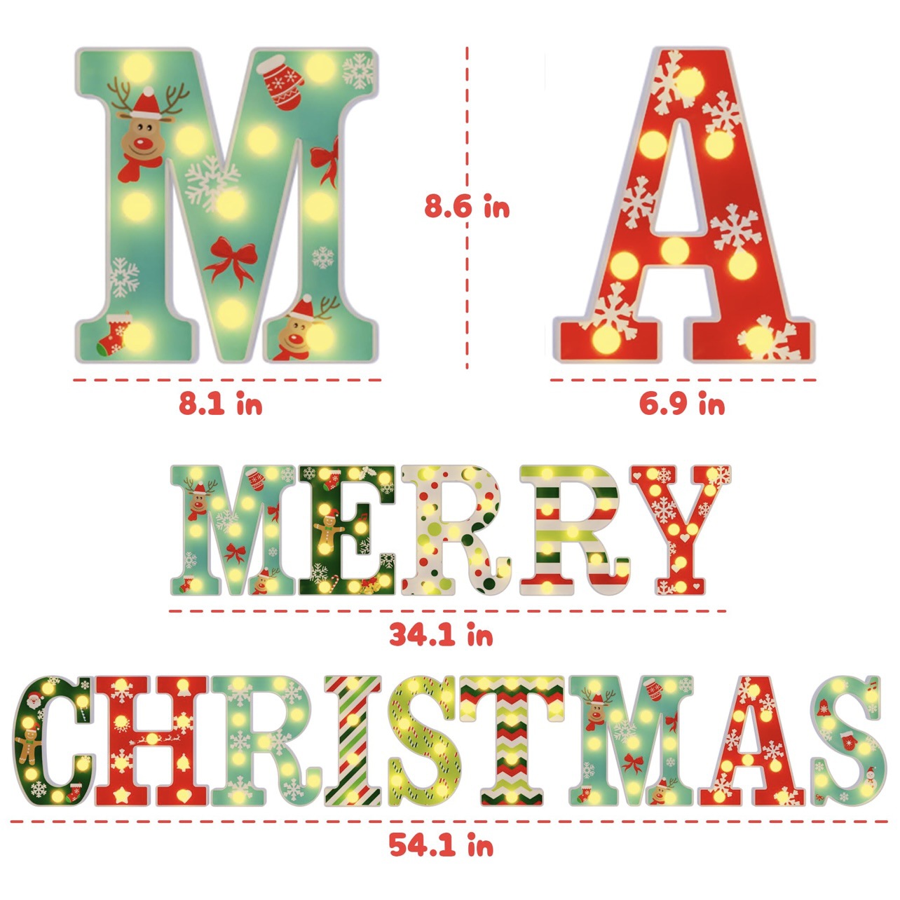 Title 6, Merry Christmas Letter Light JOY Decorative Let...