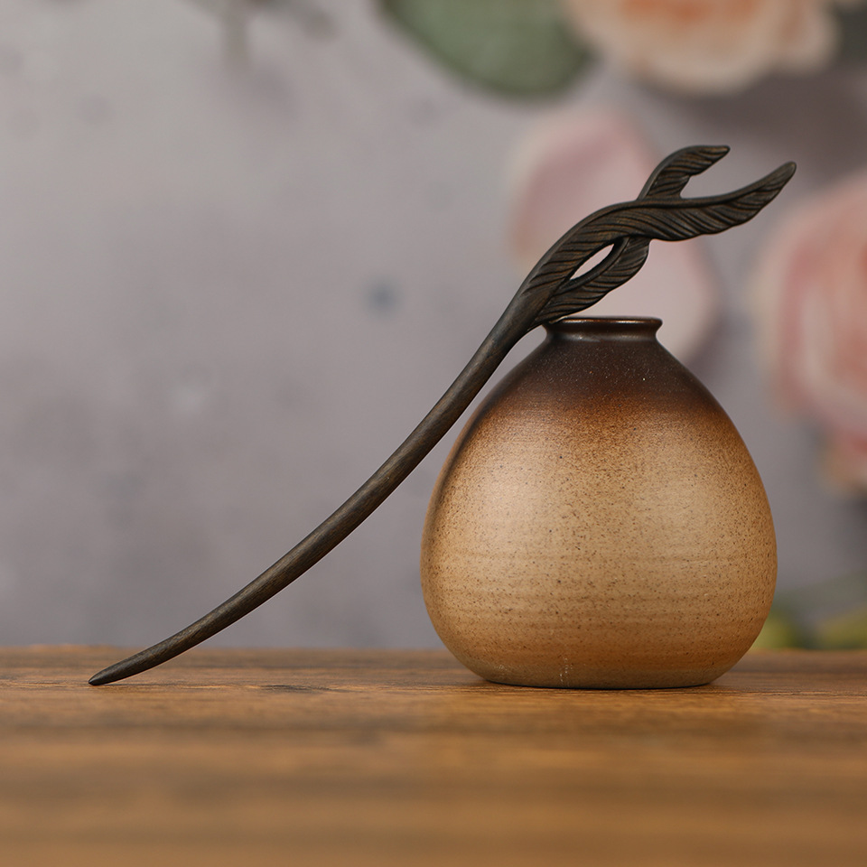 Vintage Carved Hair Clasp Archaistic Headdress Updo