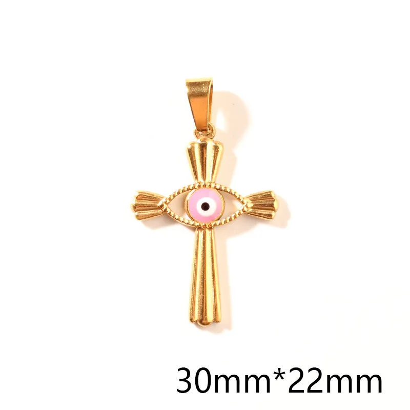 Women's Vintage Epoxy Cross Punk Necklace Pendant - Pink Epoxy Cross