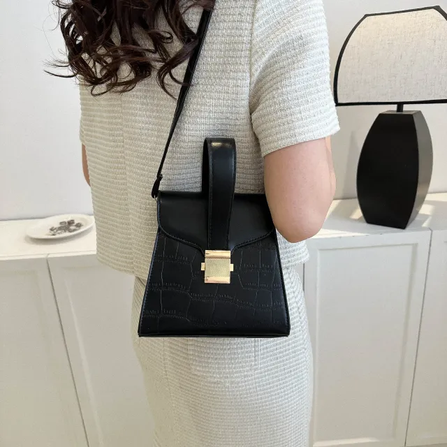 New All match Shoulder Elegant Girls Crossbody Twist Lock Bag Black - Shop at LoveMi