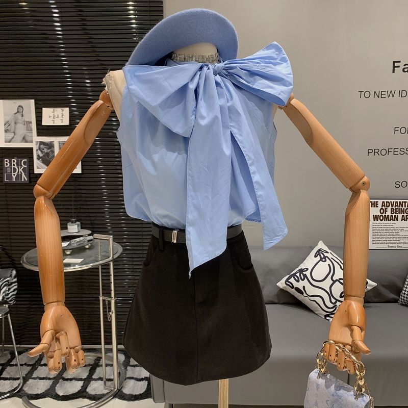 Light-luxury Chic Niche Round-neck Sleeveless Top With Tie-up Bow Detail 22 1c3f02af bf05 492d bf52 8270716e0a7c