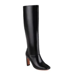 European And American Plus Size Boots Thick Heel Below The Knee - Black - View 1
