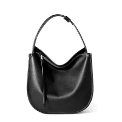 Jane Comfortable Soft Leather Tote Bag Cowhide - Black - View 1