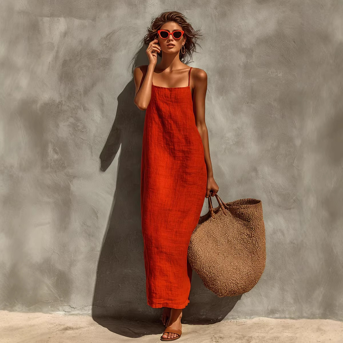 Strapless Square-neckline Resort-style Dress