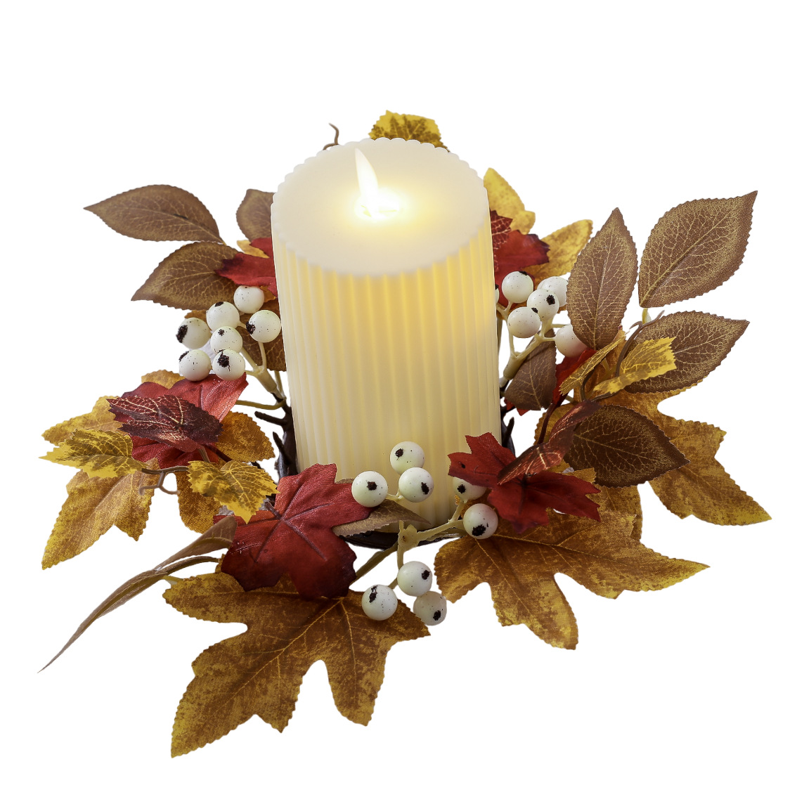 Title 2, Halloween Maple Leaf Candlestick Fruit Candle G...