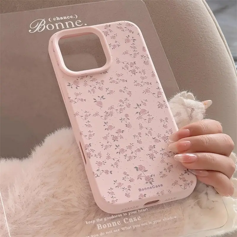 Rose-patterned Liquid Silicone Phone Case