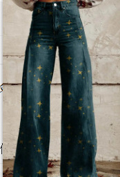 New 3D Thermal Transfer Speaker Simulation Denim Trousers Loose Pants All-matching