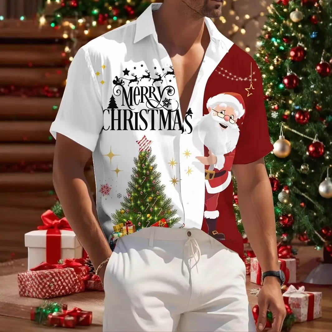 New 3D Digital-Print Christmas Shirt