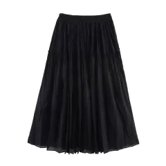 Large Swing Wooden Ear Glass Yarn Half Body Fairy Dress - Black - View 1
