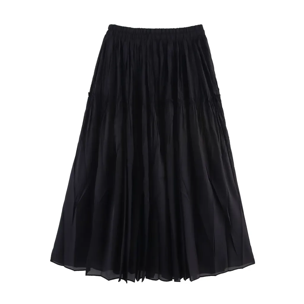 Large Swing Wooden Ear Glass Yarn Half Body Fairy Dress - Black