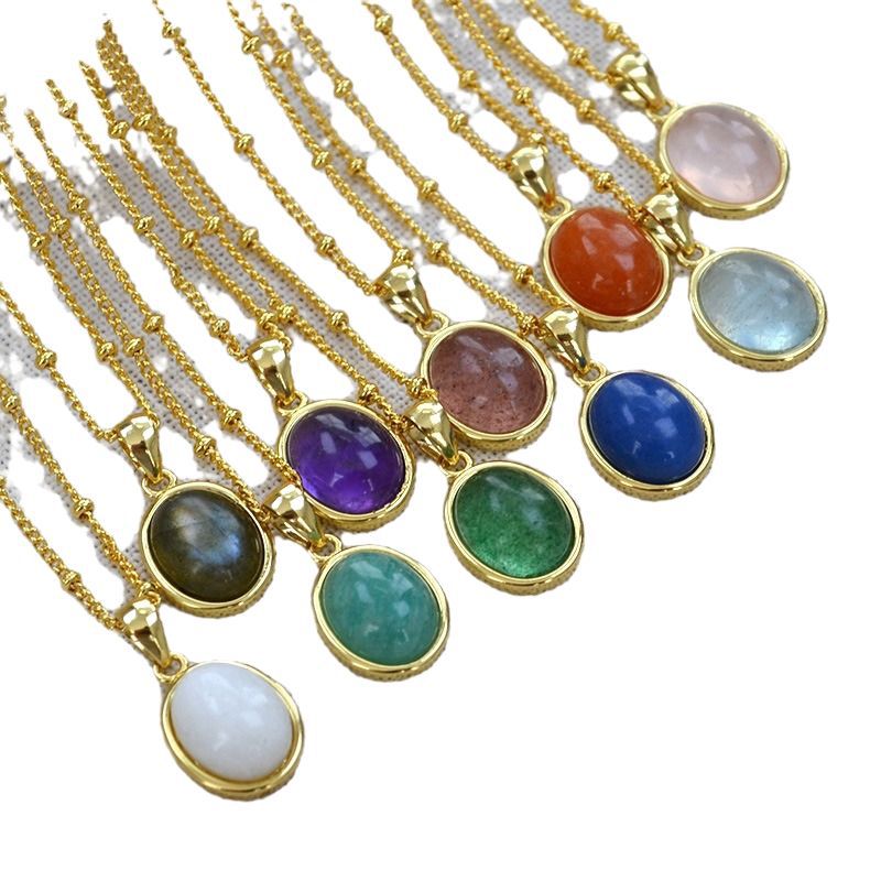 Everyday Elegant Necklace With A Pendant Set With Colorful Natural Stones