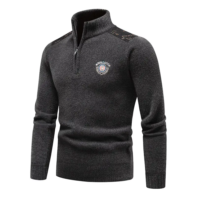 Velvet Stand Collar Thickened Men's Clothing Sweater