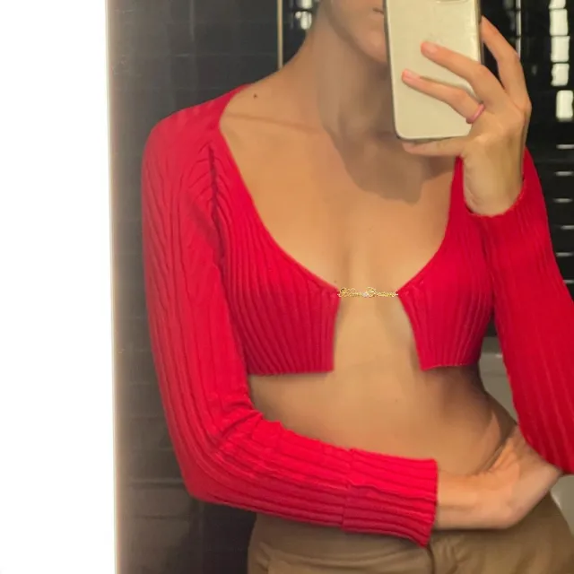 Women's Minimalist Creative Knitted Cardigan Red - Shop at LoveMi