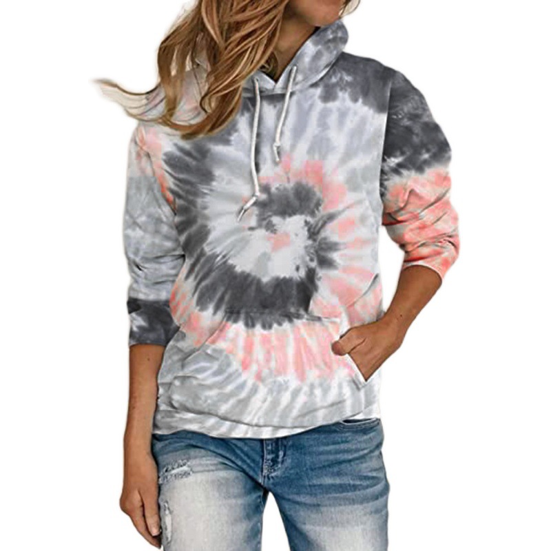 Title 22, Tie-Dye Printed Sweater Loose Hooded Long Sleev...