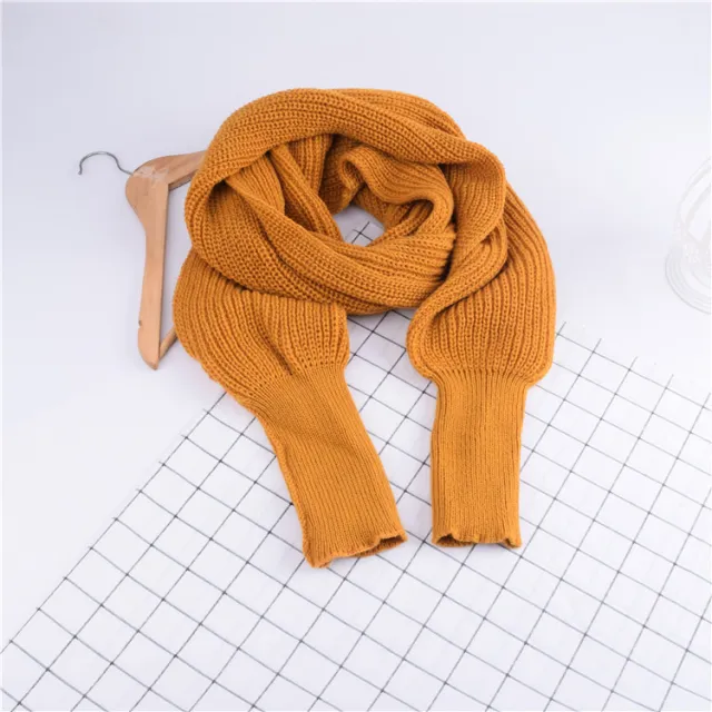 Autumn And Winter Women's Knitted Wool Scarf Shawl With Sleeves 240 Sleeve Turmeric - Shop at LoveMi